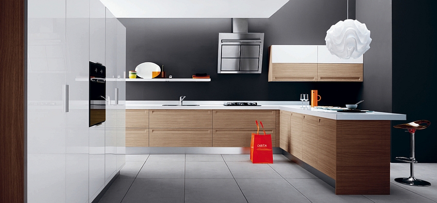 Gorgeous pendant light adds to the aura of the kitchen