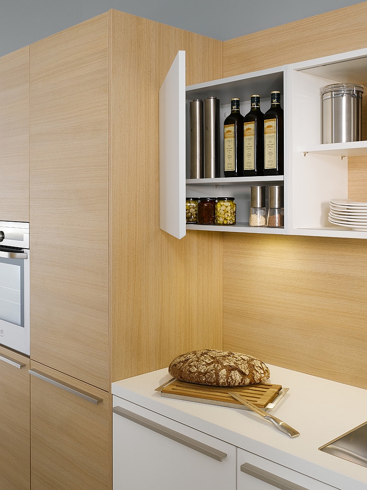 Gorgeous shelves make most out of the vertical space on offer in the kitchen