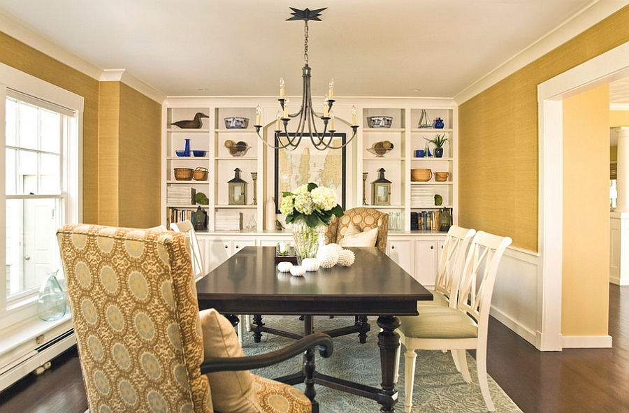 Grasscloth wallcovering adds both color and texture to the room [Design : Taste Design]