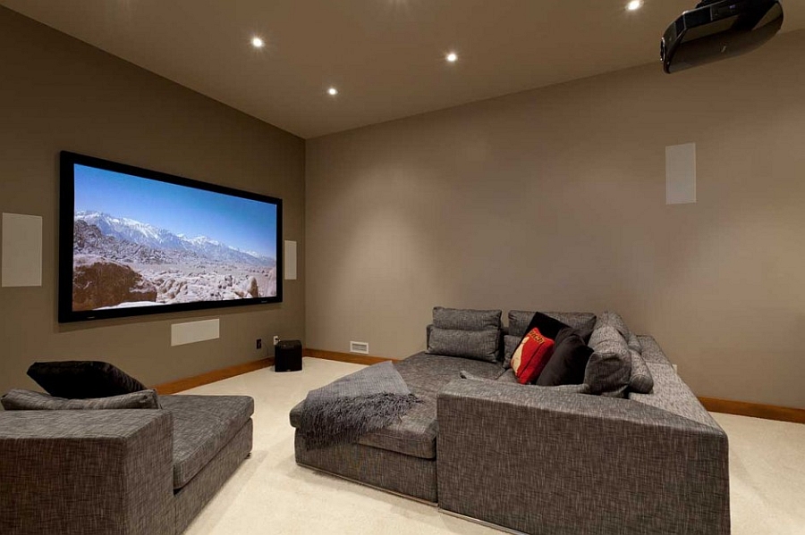 Home theater of the lavish Canadian chalet