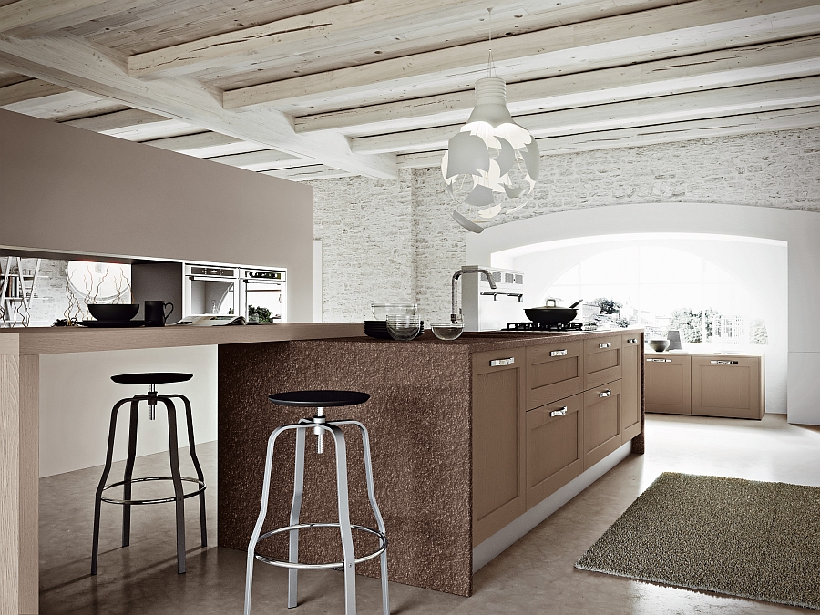 Kitchen island with an extended breakfast nook