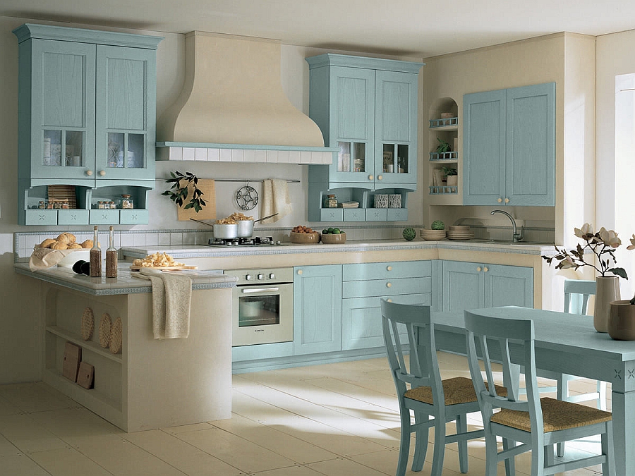 Light blue brings breezy elegance to the kitchen