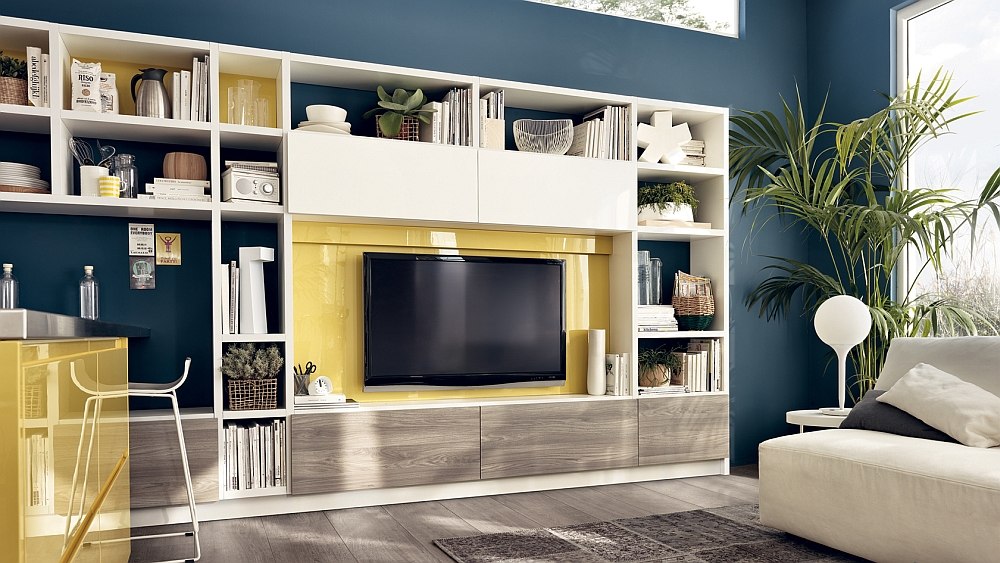 12 Dynamic Living Room Compositions with Versatile Wall Unit Systems