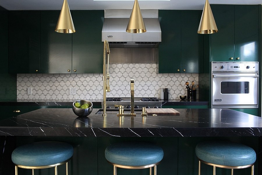 Midcentury kitchen with a touch of golden charm! [Design: McCraw Design & Development]