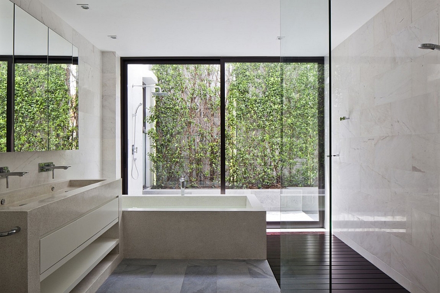 Minimal bathroom in white and gray