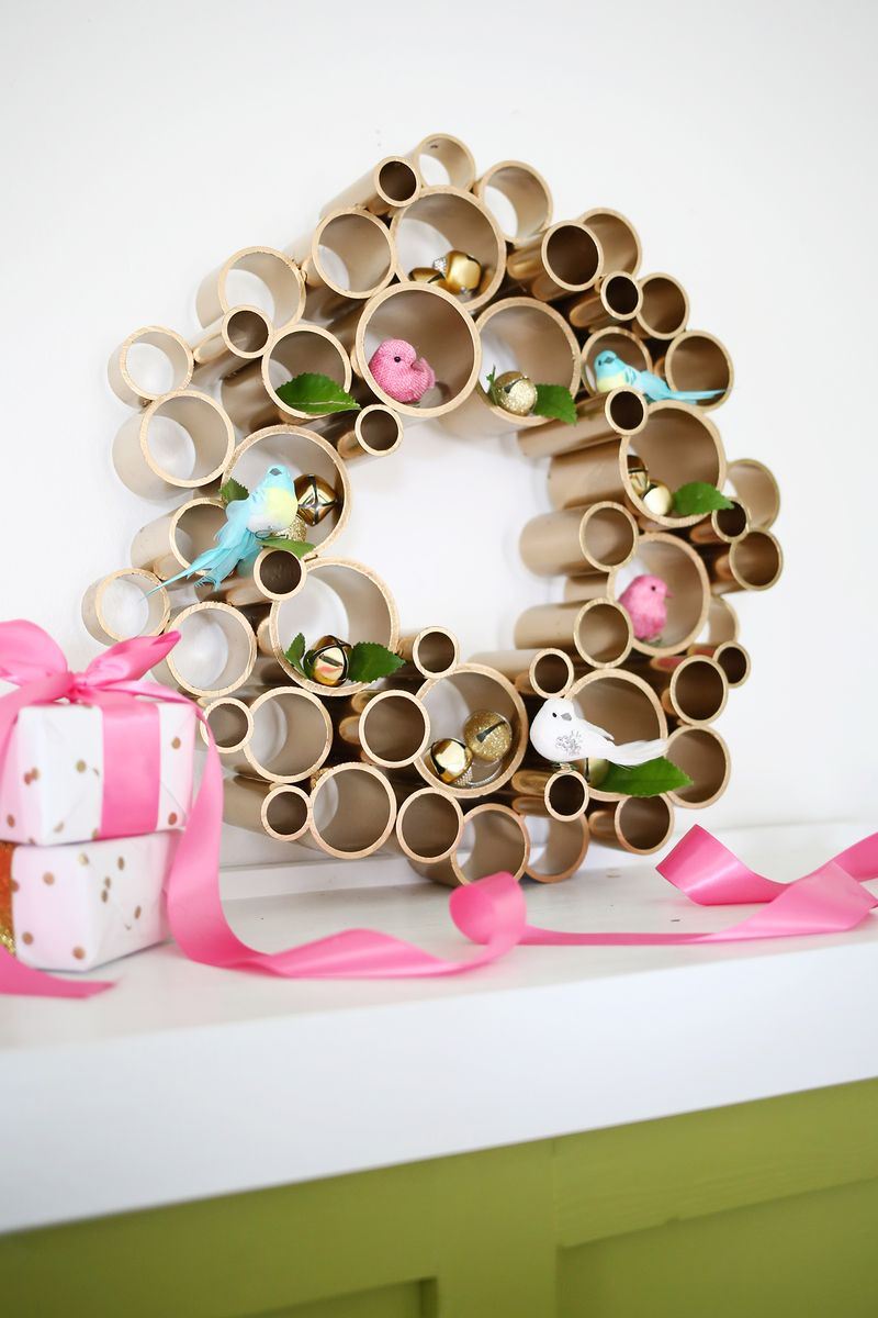 Modern PVC pipe wreath