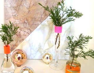 A DIY Christmas Centerpiece with Neon Accents