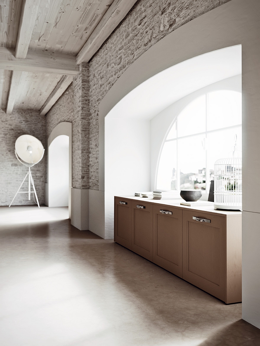 Oversized floor lamp in the kitchen corner