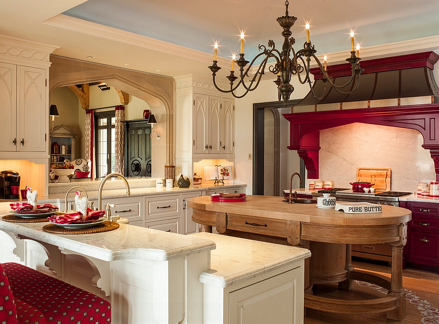 Pops of red enliven this kitchen [Design: Marble Crafters]