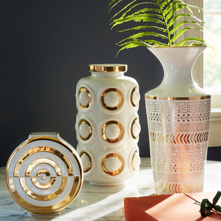 Porcelain and gold vases from Jonathan Adler