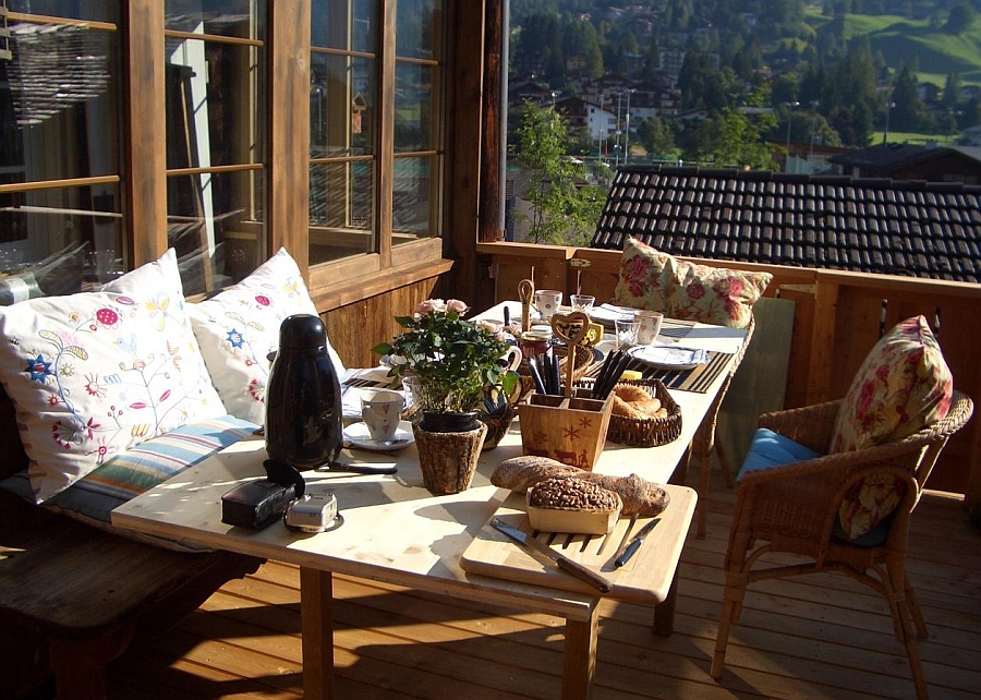 Private balcony overlooking the lovely alps