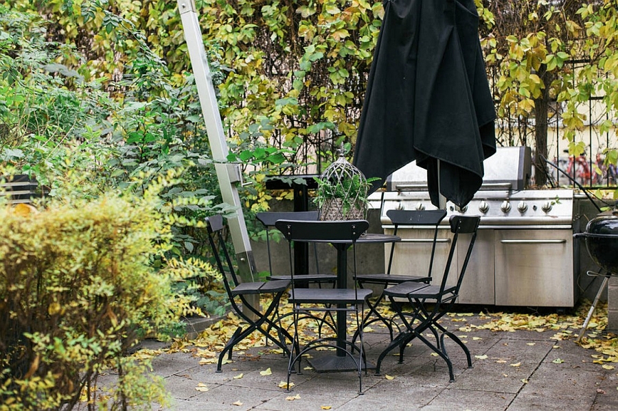 Private patio of the apartment in Sweden