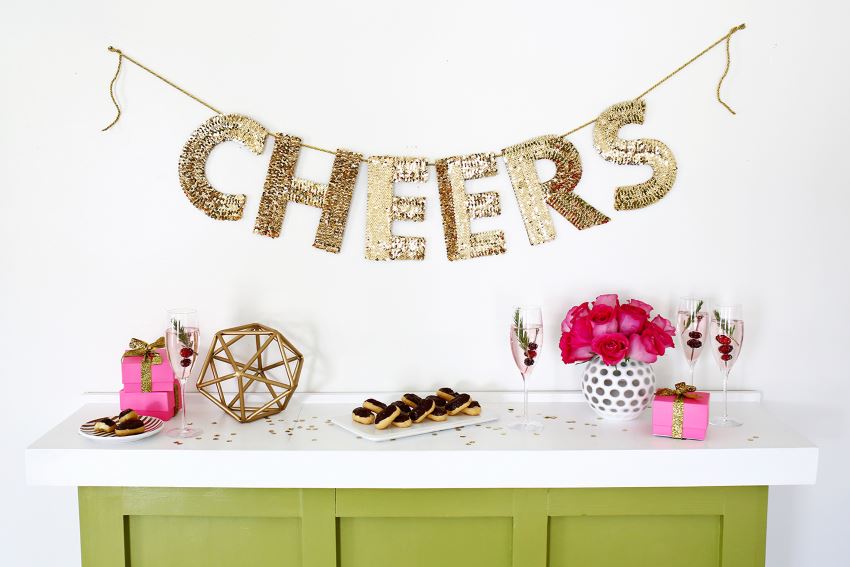 Sequin letter garland from A Beautiful Mess