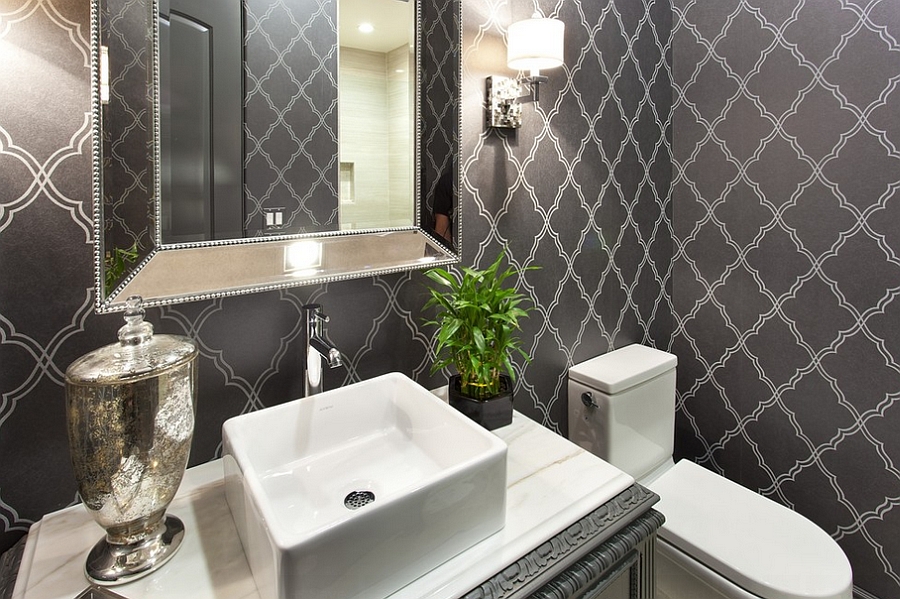 Smart Wallpaper gives the powder room a timeless look