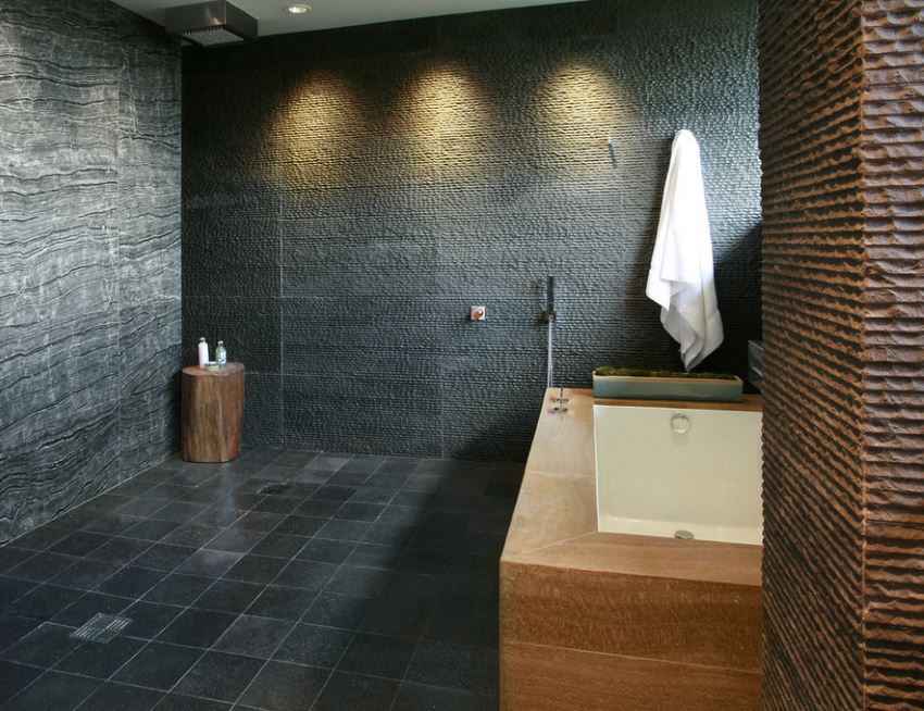 Textured bathroom creates a cozy feel