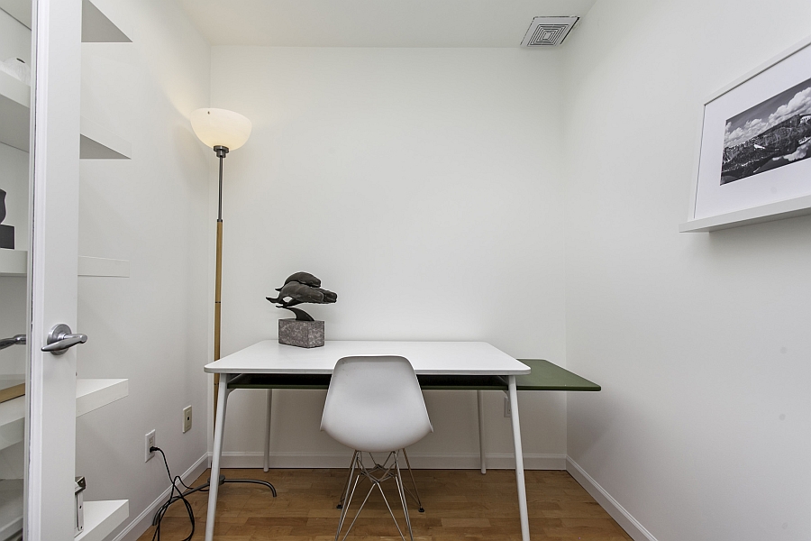 Tiny home office design with smart lighting