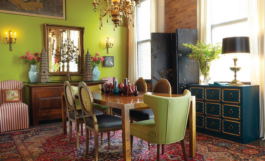 Understated use of red in the dining room