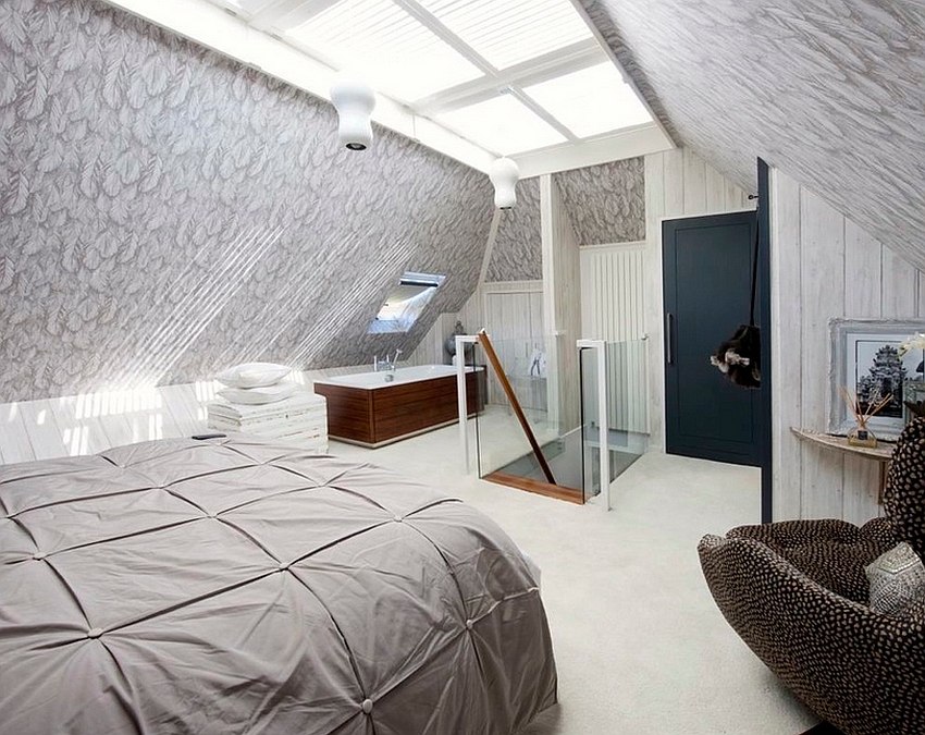 Unique skylight for the ingenious loft bedroom