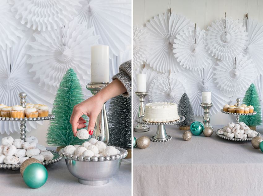 White holiday dessert table