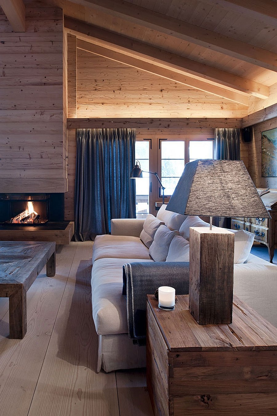 Wonderful blend of textures and roaring fireplace steal the show