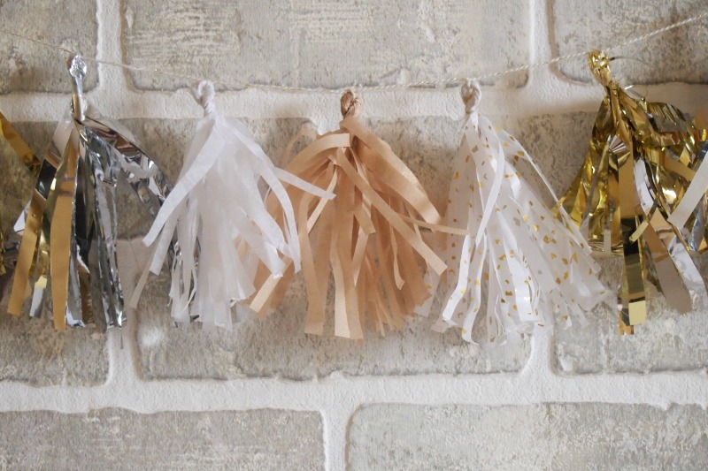 close-up of finished tassel garland