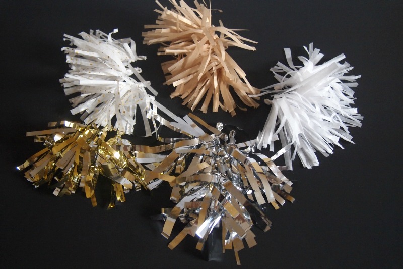 finished tissue paper and tinsel tassels