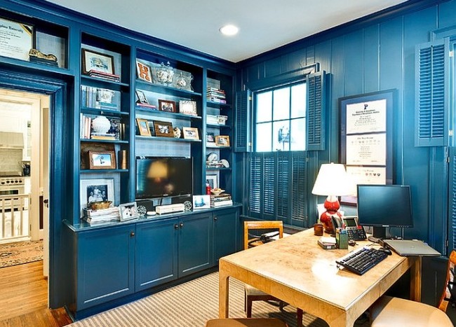 10 Eclectic Home Office Ideas in Cheerful Blue | Decoist