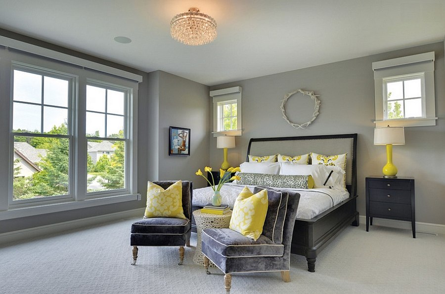 Add a couple of throw pillows to infuse yellow zest to the room [Design: Carl M. Hansen Companies]