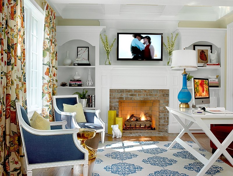 Blue accents give the home office a fresh, modern look [Design: Hip & Gable Interiors]