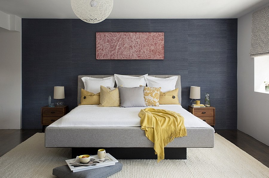 Bring textural contrast to the bedroom with grasscloth wallcovering [Design: ZeroEnergy Design]