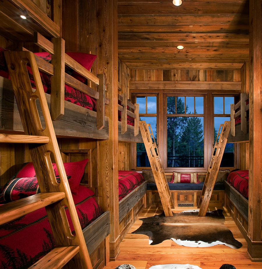 Bring the mountain cabin look home with a rustic kids' bedroom