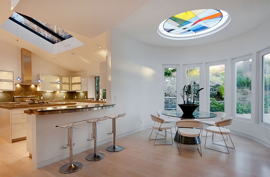 Colorful circular skylight for the creative contemporary dining room [From: Mark Pinkerton - vi360 Photography]