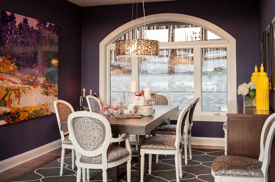 purple valance dining room