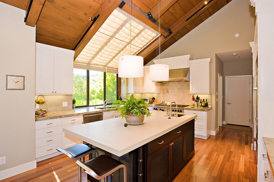 Cool skylight blinds give the room better insulation