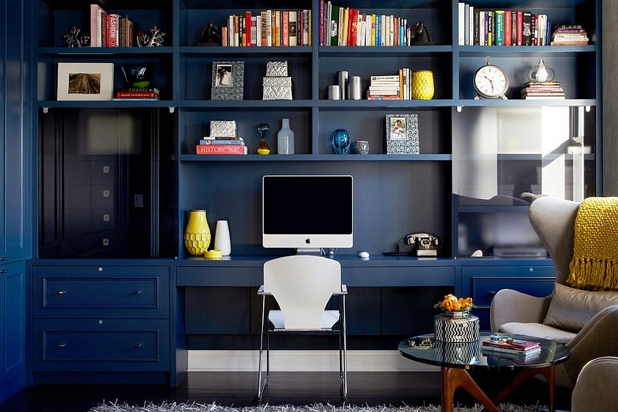 Custom built-in library wall for the modern home office [Design: Danielle Colding Design]