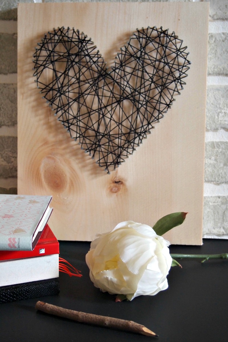 DIY heart string artwork