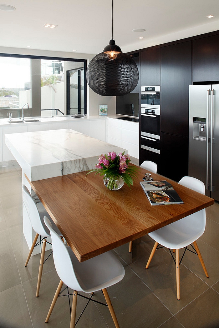 Dark Non Random Light adds texture and sculptural style to the kitchen [Design: Art of Kitchens]