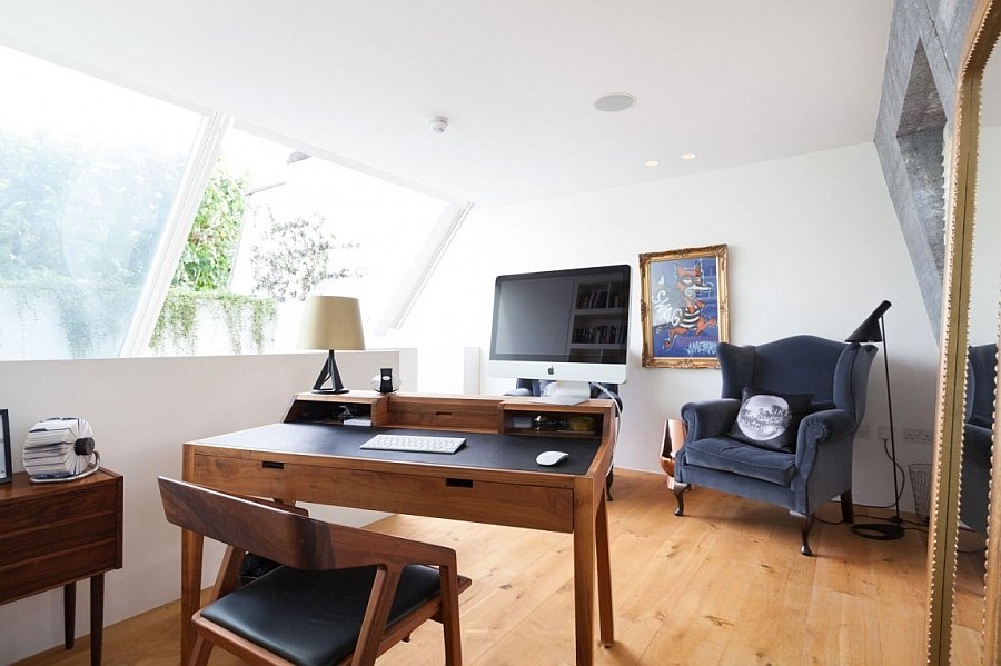 Elegant home office on the mezzanine level of the house