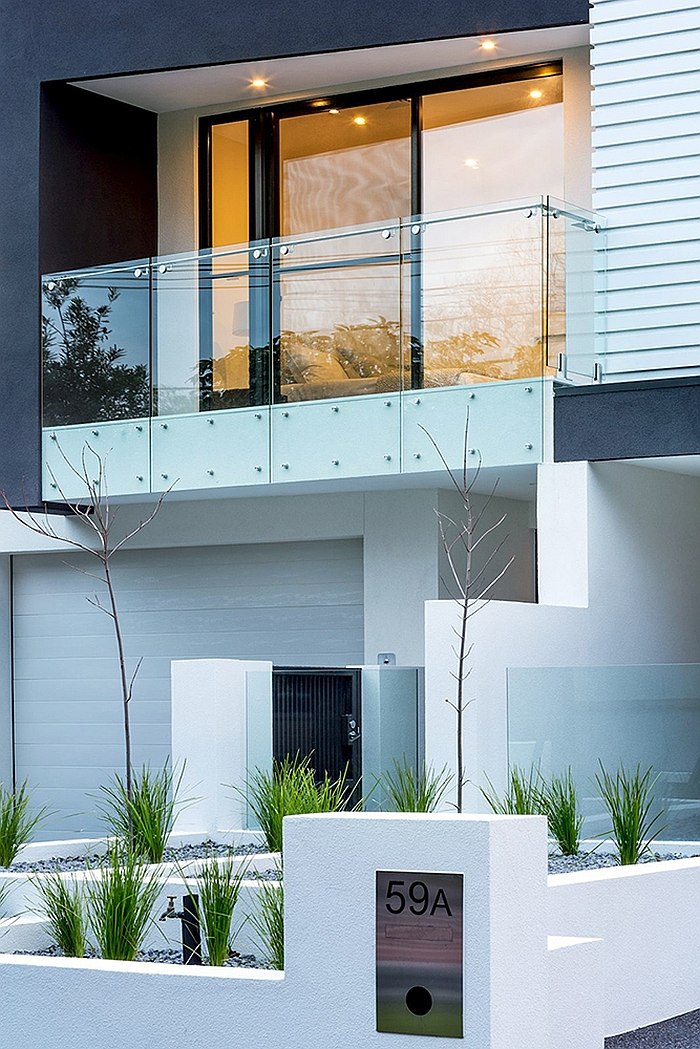 Elegant street facade of the revamped Melbourne home offers ample privacy