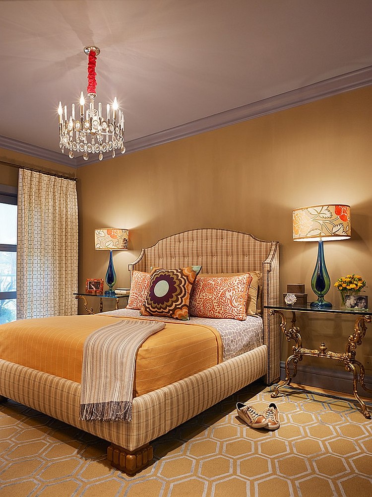 Exquisite bedroom in yellow exudes opulence