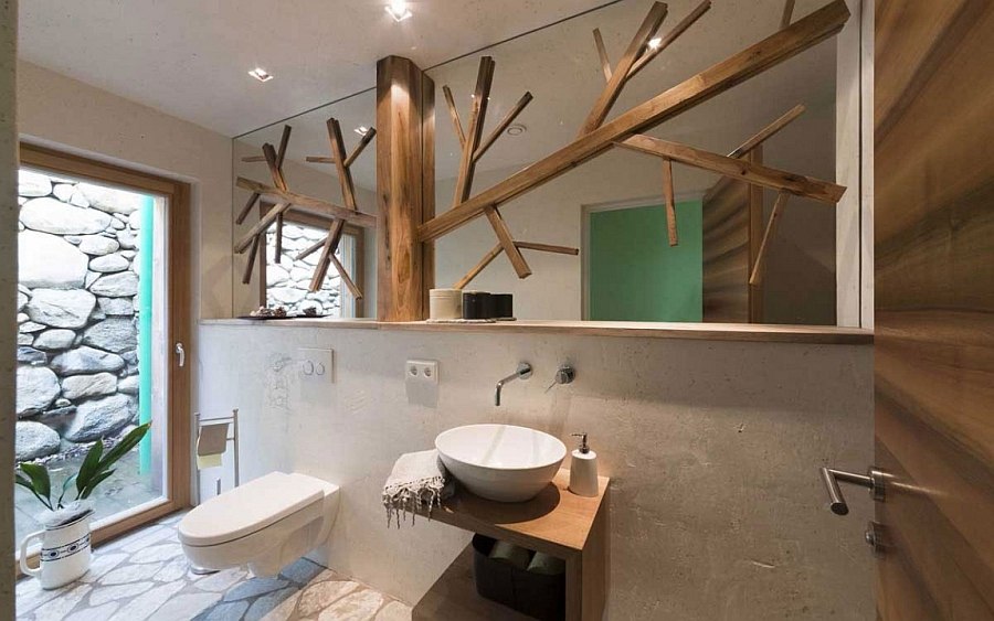 Exquisite use of wood inside the master bathroom