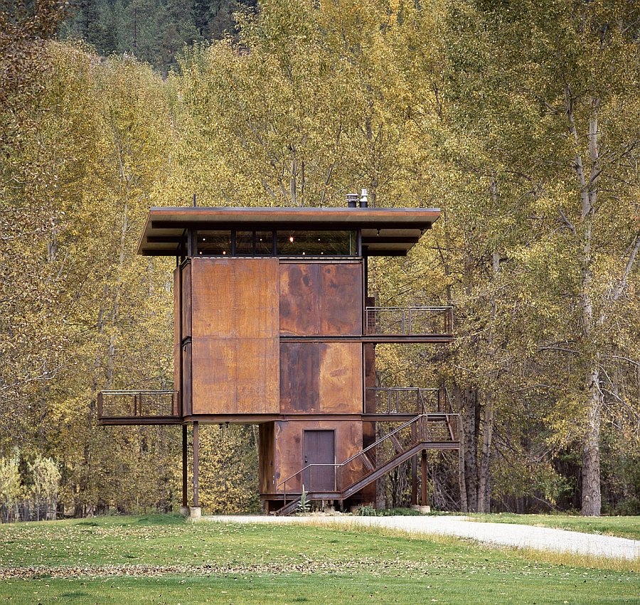 Exterior of the Delta Shelter closed off using sliding frames