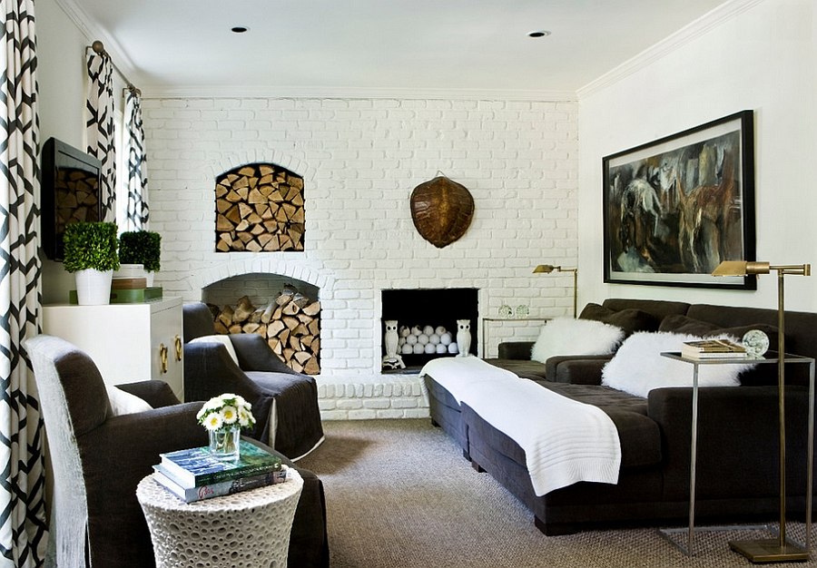 Fabulous contemporary living room brings together a wide range of textures [Design: Melanie Turner Interiors]