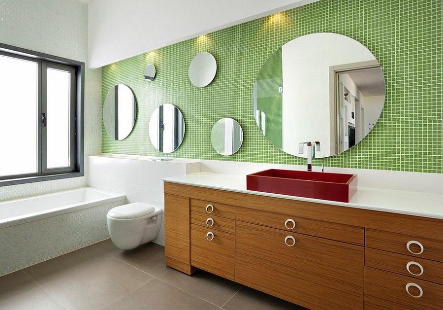 Fabulous use of green tile in the contemporary bathroom [Design: Echo Design]