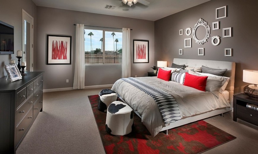 Polished Passion 19 Dashing Bedrooms In Red And Gray