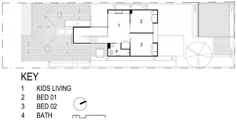 Floor plan of the top level of the remodeled Aussie home