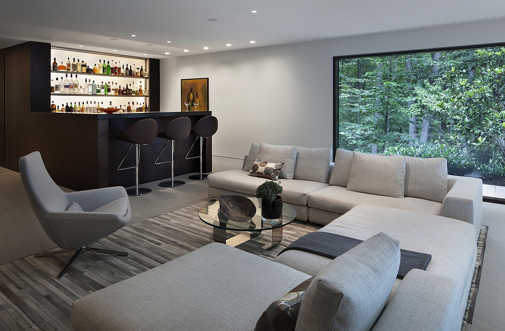 Gorgeous home bar with smart seating options