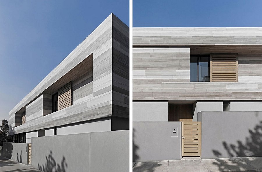 Gray brings sleek elegance to the street facade that offers ample privacy