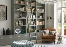 Grey-Built-In-Bookcase-with-Blue-Tufted-Ottomans-217x155
