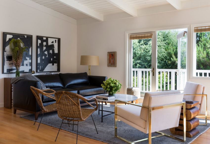 Grey overdyed rug in a modern living room